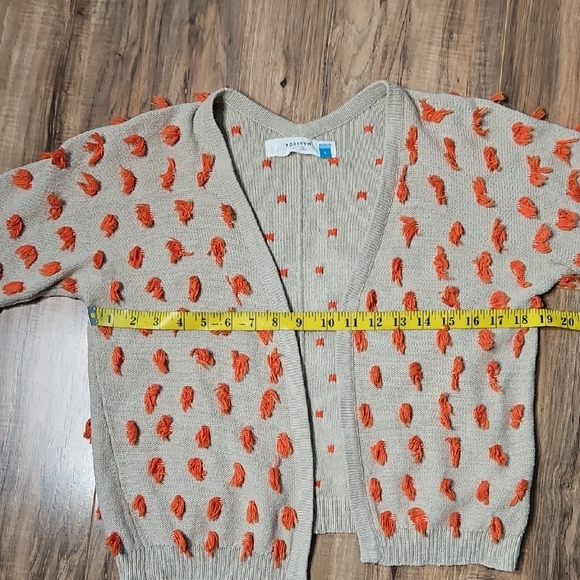 Anthropologie Sparrow Beige Cardigan with Orange Tassled Accents L - Picture 9 of 11